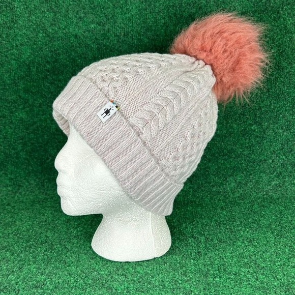 Smartwool Accessories - Smartwool Lodge Girl Beanie Womens Pink Blush Rose Pom Light Pink Knit Hat Fuzzy